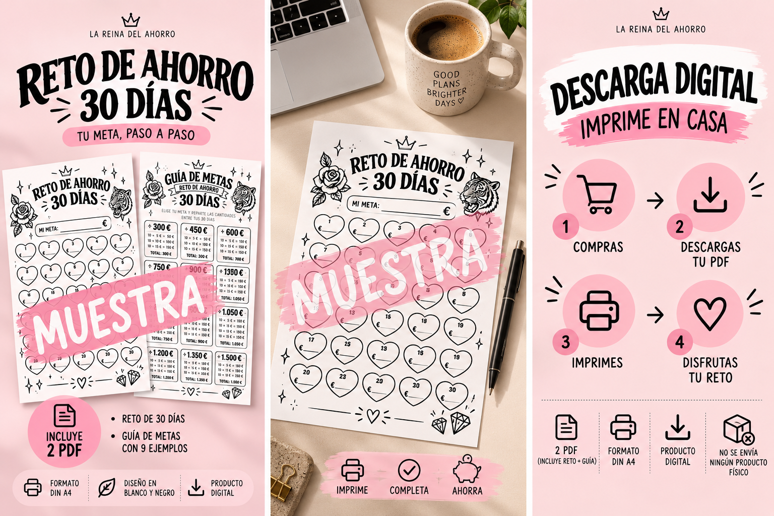 Reto de Ahorro 30 Días Personalizable | PDF Imprimible
